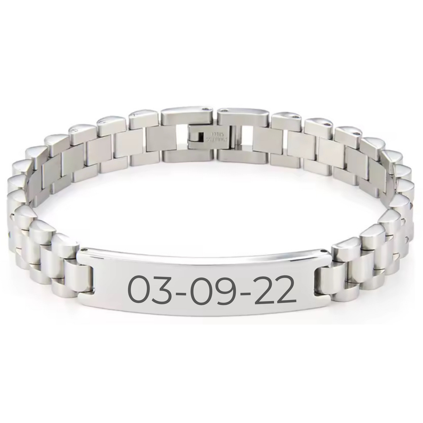 ENGRAVED BRACELET W/ BLOCK CHAIN